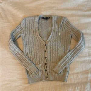 Ralph Lauren Sport Light Gray Cable Knit Cardigan S